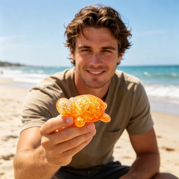 Gallickan Turtle Shape Kneading Malt-Filled Slow-Rising Stress Relief Toy, Soft Squeeze Sensory Fidget for Office, School, Travel, Orange