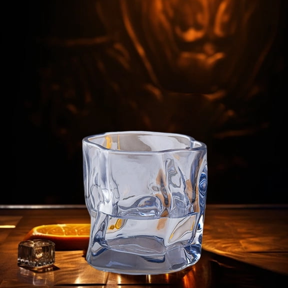Gallickan Twisted Glass Cup, 5.7 oz Colorful Whiskey Glass, Thickened Distorted Beer Mug, Unique Personality Drinkware for Bar and Home, D