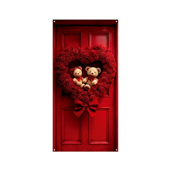 Gallickan Valentine's Day Door Cover, 35 x 72 Inch Holiday Door Curtain, Decorative Door and Wall Hanging for Festival, Party Background Decoration for Indoor Use, A