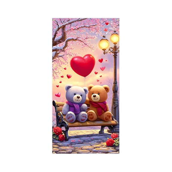 Gallickan Valentine's Day Wall Decor, Large 35 x 72 Inch Door Cover with Heart Design, Fabric Door Curtain for Holiday Party, Seasonal Home Decoration for Indoors, C