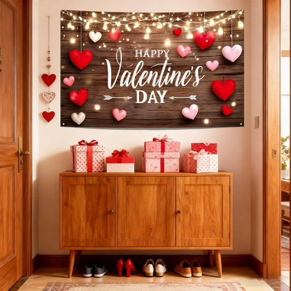 Gallickan Valentine's Day Wall Hanging, 71 x 45 Inch Big Fabric Tapestry, Room Decor Bedroom Decor, Holiday Themed Wall Covering for Home Decoration and Gifts, D