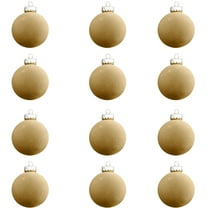 Gallickan Velvet Christmas Ornaments, 12 Pack Gold Flocked Balls, 3 Inch Holiday Tree Decor, Plastic Christmas Ball Set, Festive Hanging Decorations for Holiday Season