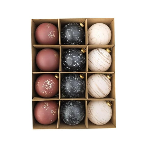 Gallickan Vintage Christmas Balls, 12 Pack Weathered Ornaments, 2 Inch Antique Style Tree Decorations, Rustic Home Decor for Christmas Tree and Festive Party