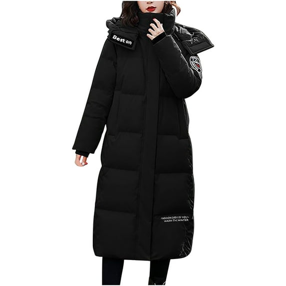 Gallickan Warm Trench Coat Women Winter Korean Casual Thickened Cold Proof Fashion Knee Length Hooded Cotton Coat on Sale