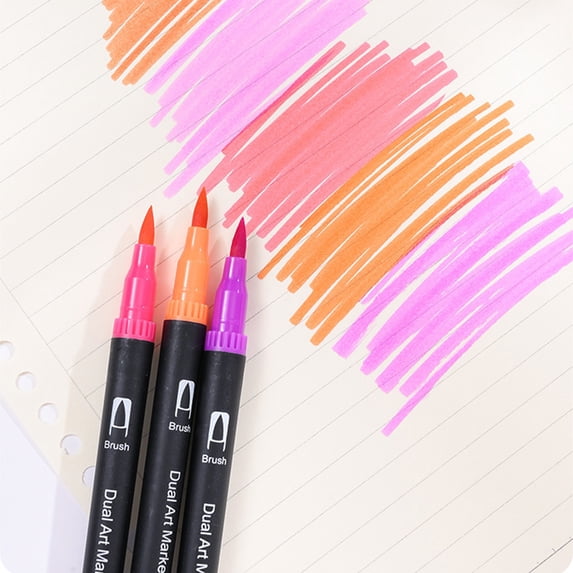 Gallickan Washable Markers Set, Double Tip Watercolor Pens 12 Colors, Non Toxic Doodle Drawing Tools for Art, Large Ink Capacity, D