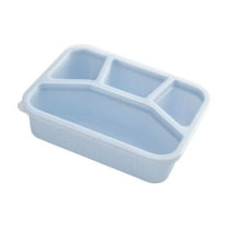 Gallickan Wheat Straw Lunch Box, 4-Compartment Bento with Transparent Lid for Refrigerator Fresh Food Travel Outdoor 9x6 Inch, Blue