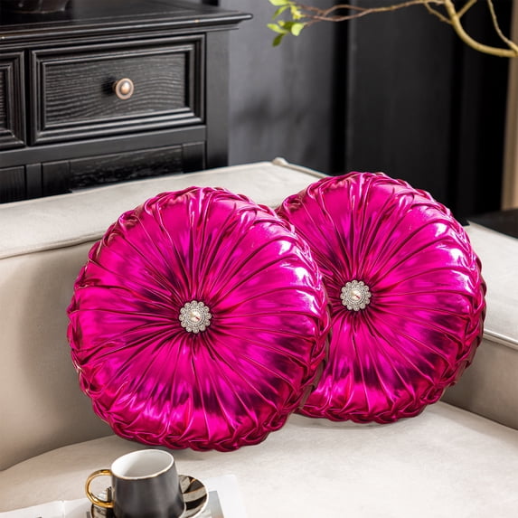 Gallickan Wheel Pillow, Round Shiny Sofa Cushion for Living Room, Bedside Window Futon Accent, Soft Comfortable Support, Decorative Home Decor Piece, Purple
