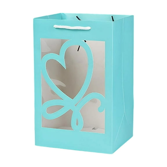 Gallickan Window Gift Bag, Transparent Valentine's Day Present Sack, Large Tote for Flowers and Gifts, Sturdy Handled Carrying Case, for Gifting and Surprise Presents, Light Blue