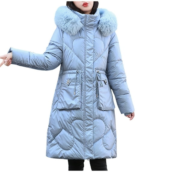 Gallickan Winter Breathable Jacket Women Fashion Glossy Long Cotton-Padded Jacket Long Sleeve Hooded Coat