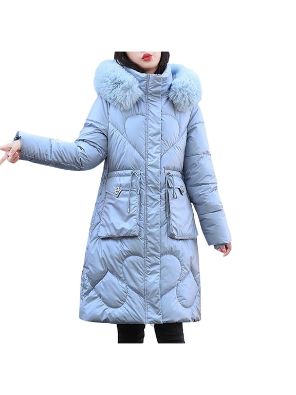 Winter Breathable Jacket Women Fashion Glossy Long Cotton-Padded Jacket Long Sleeve Hooded Coat