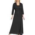 thumbnail image 1 of Gallickan Winter Light Fall Coat 2023 Two-Piece Casual Solid Sleeveles Chiffon Dress Half Sleeve Lace Cardigan Set on Discount, 1 of 4
