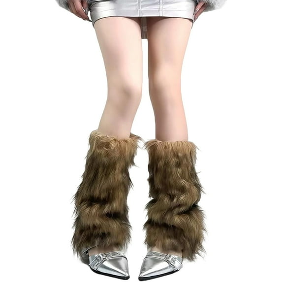 Gallickan Women's Leg Warmers, Faux Fur Boot Covers, Soft Fuzzy Winter Accessories, Thermal Knit Design, for Holiday Parties and Cold Weather Outfit Protection, B