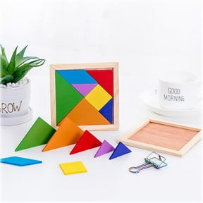 Gallickan Wooden Blocks Puzzle, Colorful 3D Blocks Game Montessori Toys, Brain Teasers Toy Tangram Jigsaw Intelligence Educational Gift for Kids