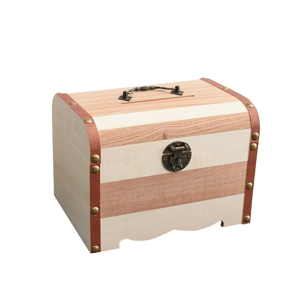 Gallickan Wooden Money Saving Box, Retro Treasure Chest Cash Coin Bank for Adult Kids, Vintage Money Box, Great Gift for Girls Boys, Multicolor