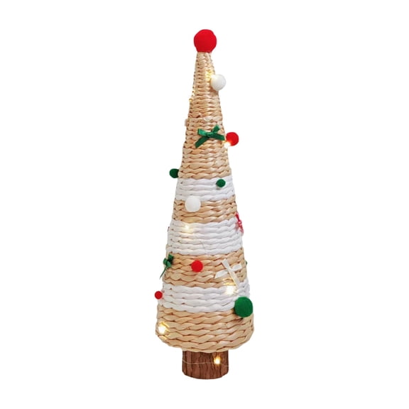 Gallickan Woven Christmas Tree, Creative Home Decor with Lights, Fireplace and Tabletop Decoration, Handcrafted Holiday Display, for Living Room and Holiday Parties, Khaki
