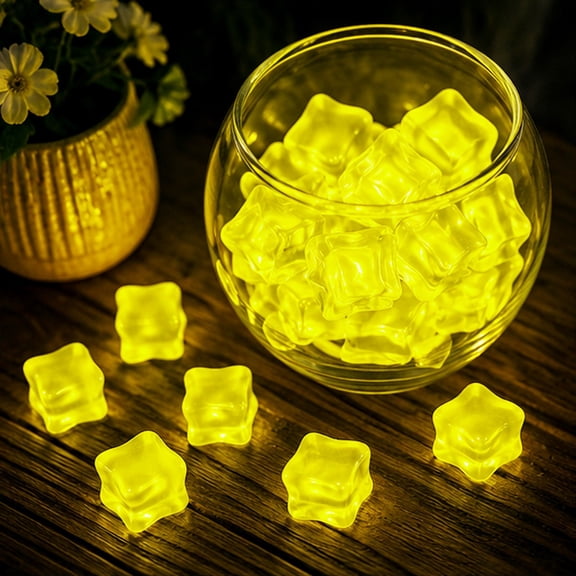 Gallickan Yellow Transparent Luminous Crystal Stones 10-Pack Mini Simulated Block for Aquarium Party Wedding Photo Props Home Decoration