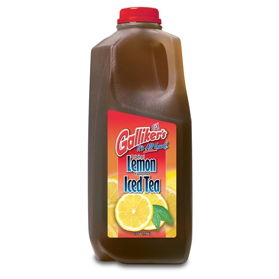 Galliker's Diet Lemon Iced Tea, Half Gallon, Plastic Jug, Naturally Caffeinated, 64 fl oz