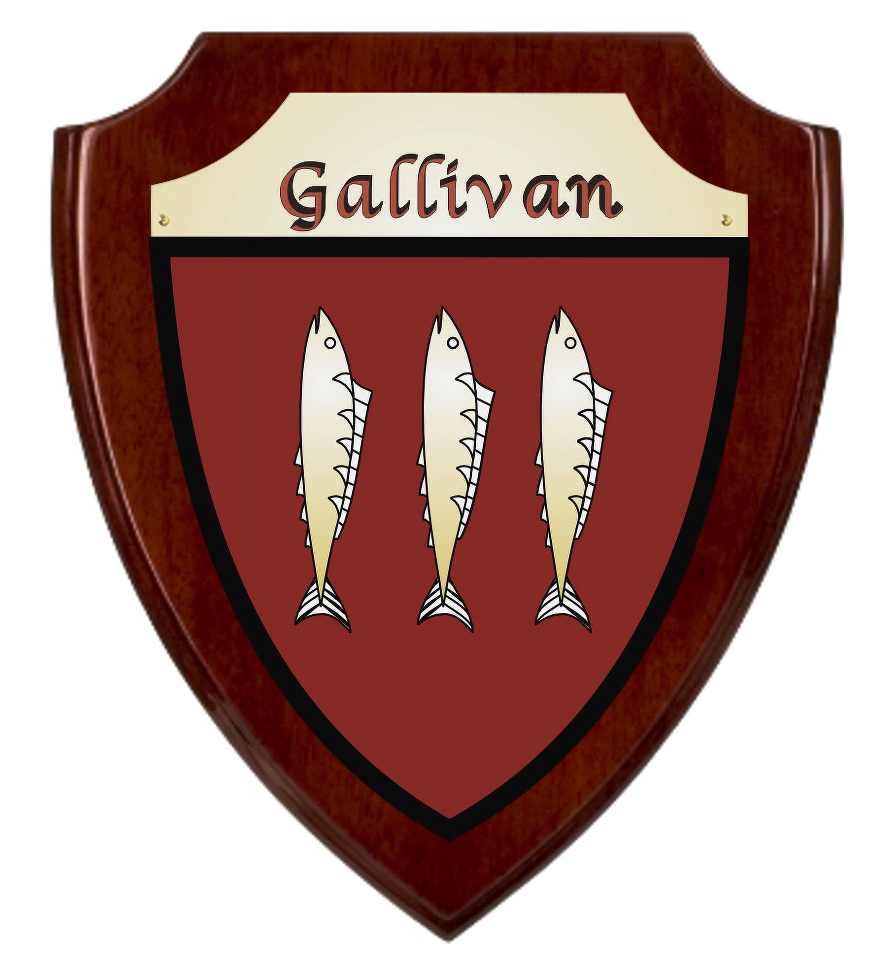 Gallivan Irish Coat of Arms Shield Plaque - Rosewood Finish