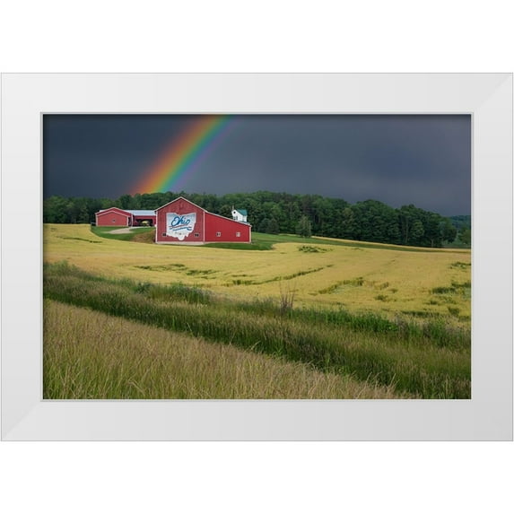 Galloimages Online 18x13 White Modern Wood Framed Museum Art Print Titled - Ohio Farm Rainbow