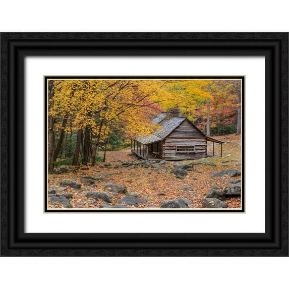 Galloimages Online 24x17 Black Ornate Wood Framed with Double Matting Museum Art Print Titled - Bud Ogle Cabin