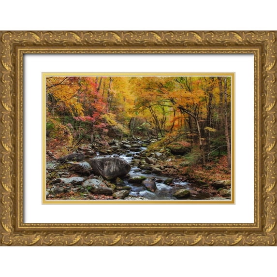 Galloimages Online 24x17 Gold Ornate Wood Framed with Double Matting Museum Art Print Titled - Tremont Stream Watercolor