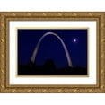 thumbnail image 1 of Galloimages Online 32x23 Gold Ornate Wood Framed with Double Matting Museum Art Print Titled - St. Louis Arch With Starburst Moon, 1 of 4