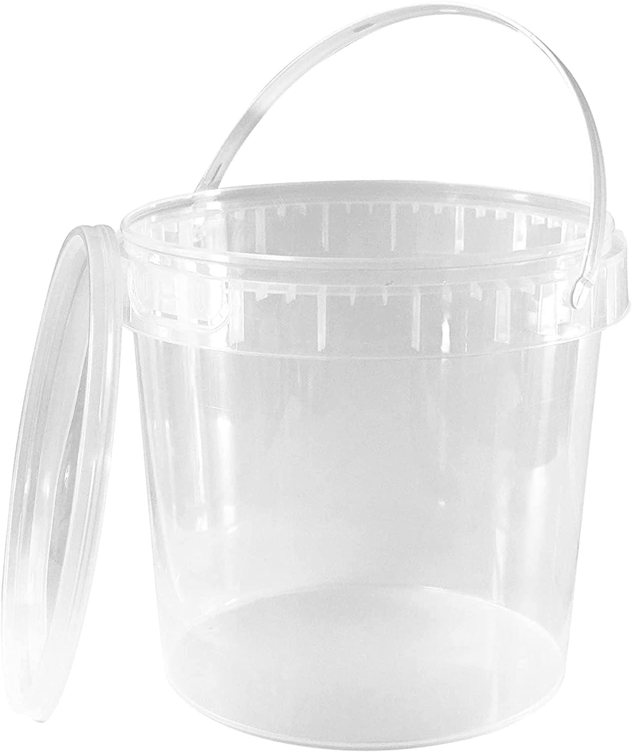Gallon (128 Oz) Clear Plastic Bucket with Lid and Handle (1 Pack), Ice