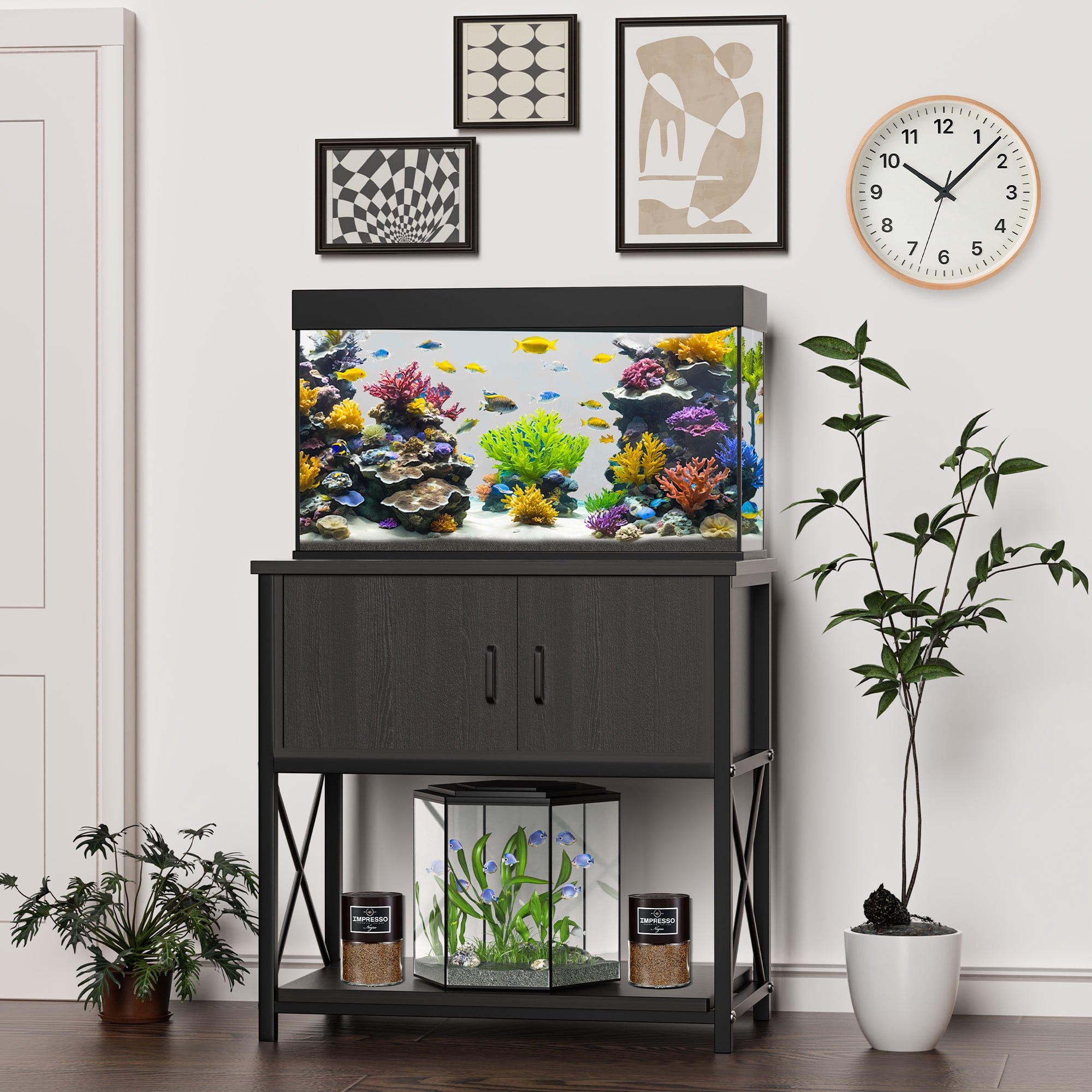 Picture of Gallon Aquarium Stand Metal Frame Fish Tank Stand with Cabinet Storage ...