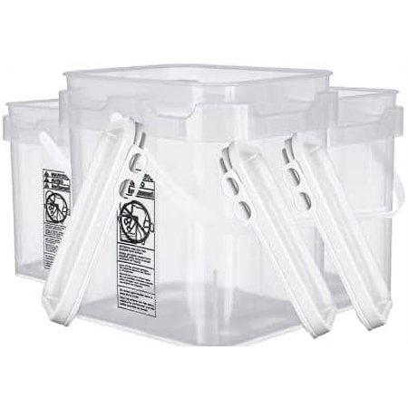 Gallon Food Grade Plastic Clear Bucket Pail with lid Container (Pack of 3) USA- BPA Free