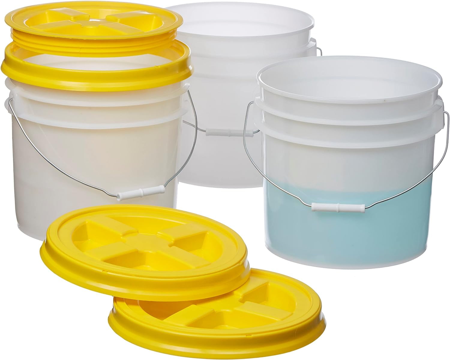 Gallon Natural Food Grade Buckets Yellow Gamma Seal Lids, BPA Free