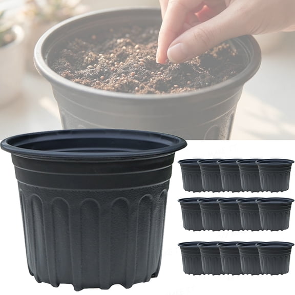 Gallon Planting Pots Thickened Flexible Plastic Nursery Pots with Drainage Holes for Succulents Cuttings Transplanting 15pcs Black Seedling Containers for Home Garden Indoor Gardening