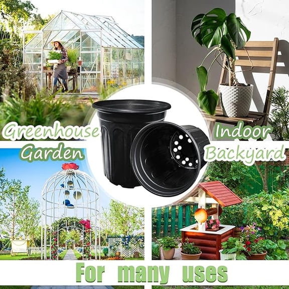 Gallon Plastic Garden Planter Pots Flower Seedling Container for Indoor Outdoor Plants Seedlings Vegetables Black 4.9 In