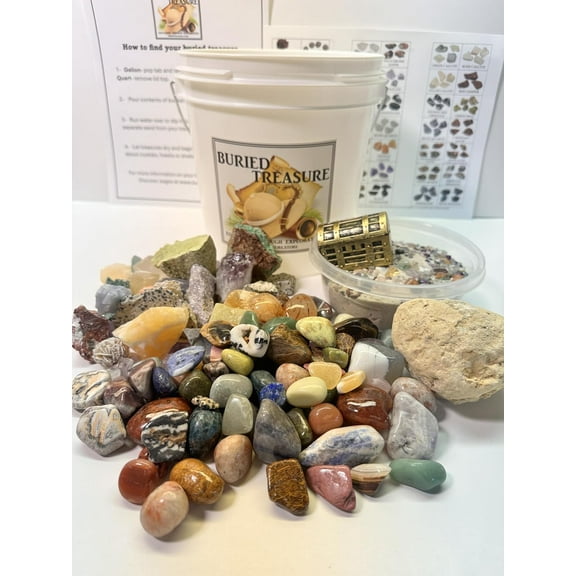 Gallon Raw and Tumbled Gemstone Crystal Mining Bucket/Kids and Adults/Geology/Unique Gifts/Educational/Crackable Geode