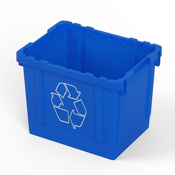 Gallon Rectangular Blue Recycling Bin | Inside Outside Curbside | Stackable Box for Paper Plastic