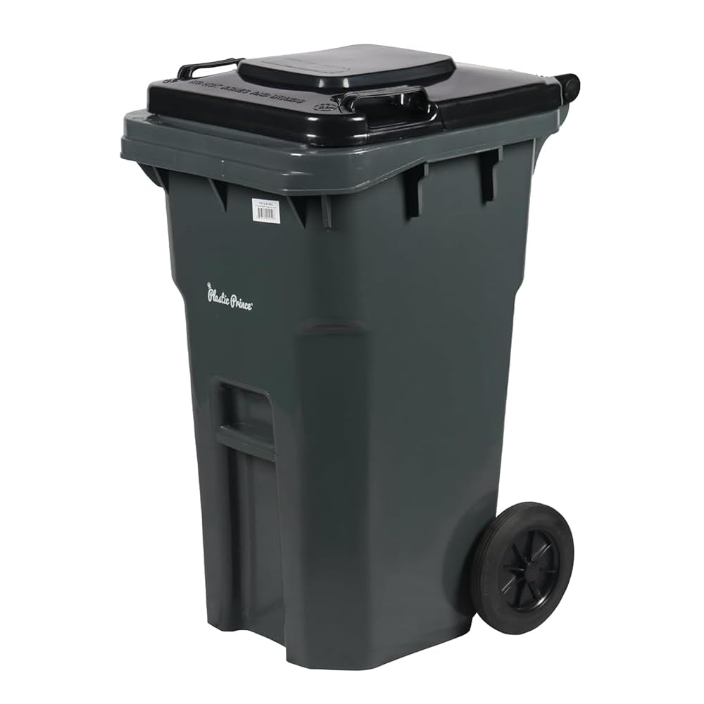 Gallon Rollout Trash Can with Lid, Commercial HeavyDuty Container with