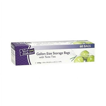 Nicole Home Collection Gallon-Size Transparent Twist Tie Food Storage Bags: 1440 Bags