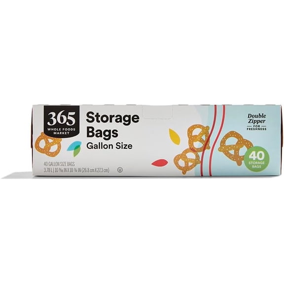 365 by Whole Foods Market, Gallon Size Storage Bags, Double Zipper, 40 Count
