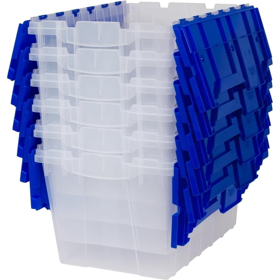 Gallon Storage Container Nesting and Stackable Plastic Storage Box with Lid Attached Organizer Tote for Garages Closets and Moving x x /