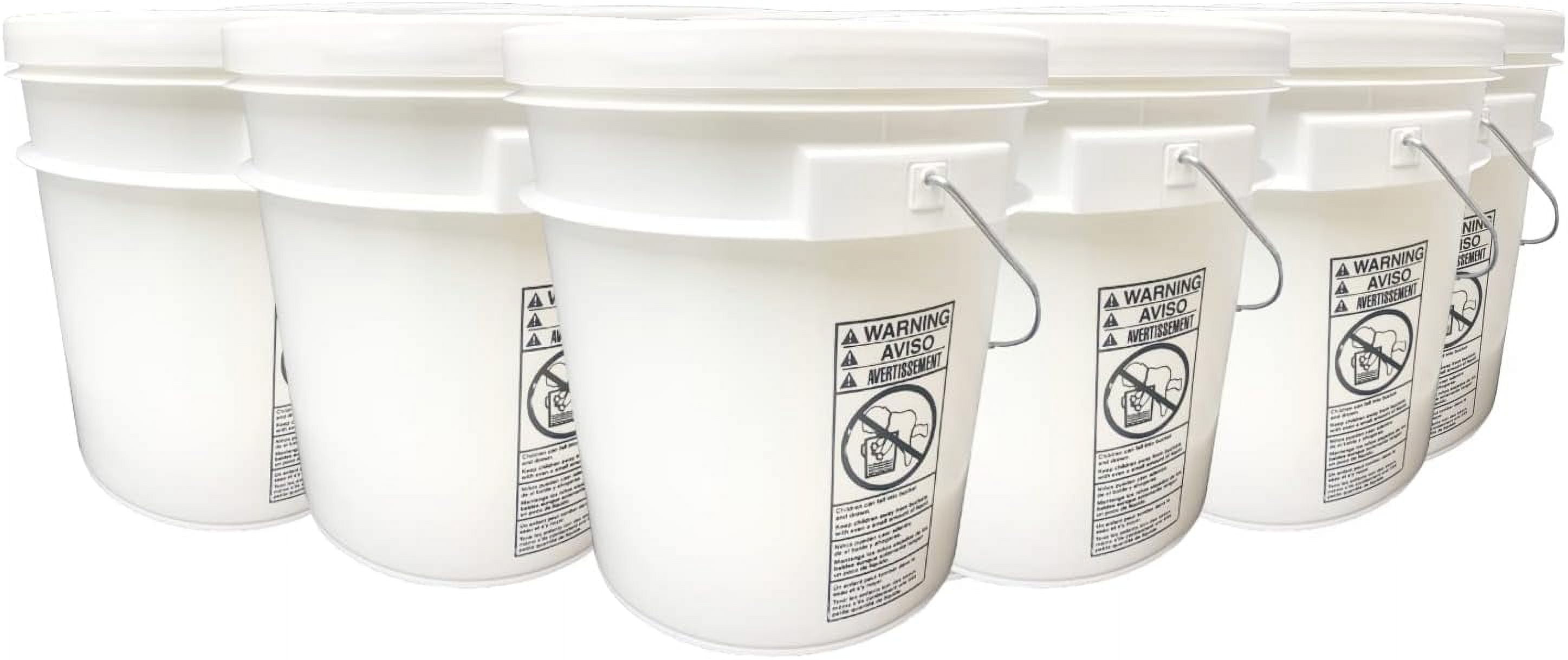 Gallon White Bucket & Lid Durable 90 Mil All Purpose Pail Food