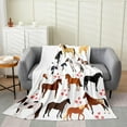 thumbnail image 1 of Galloping Horse Blanket,Cartoon Farmhouse Horses Throw Blanket for Kids Boys Girls Teens,Cute Safari Animal Fleece Blanket 40x50,Kawaii Cowboy Cowgirls Pink Lover Heart Flannel Blanket Warm, 1 of 5