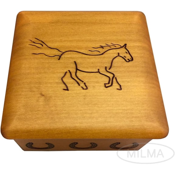 Galloping Horse Box with Horseshoe Box Handmade Wood Box Horse Lovers Gift Made in Poland