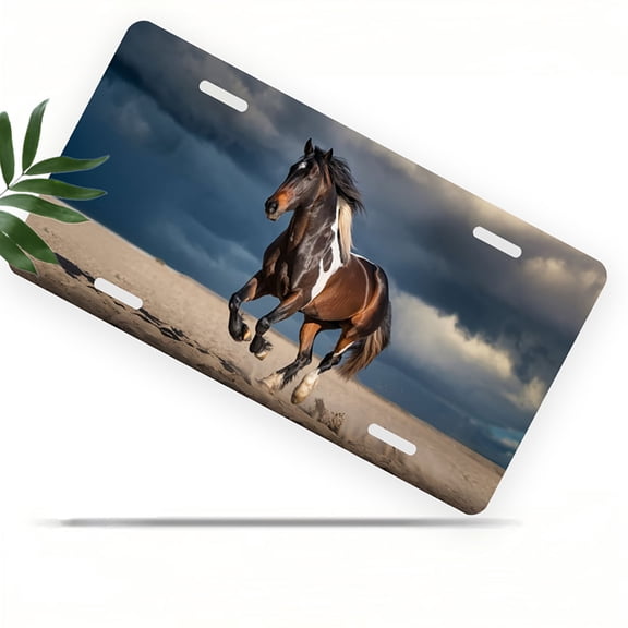 Galloping Horse Funny Personalized License Plate Rust-proof Stainless Steel Metal License Plate Suitable For Men And Women 12.2" x 6.2"