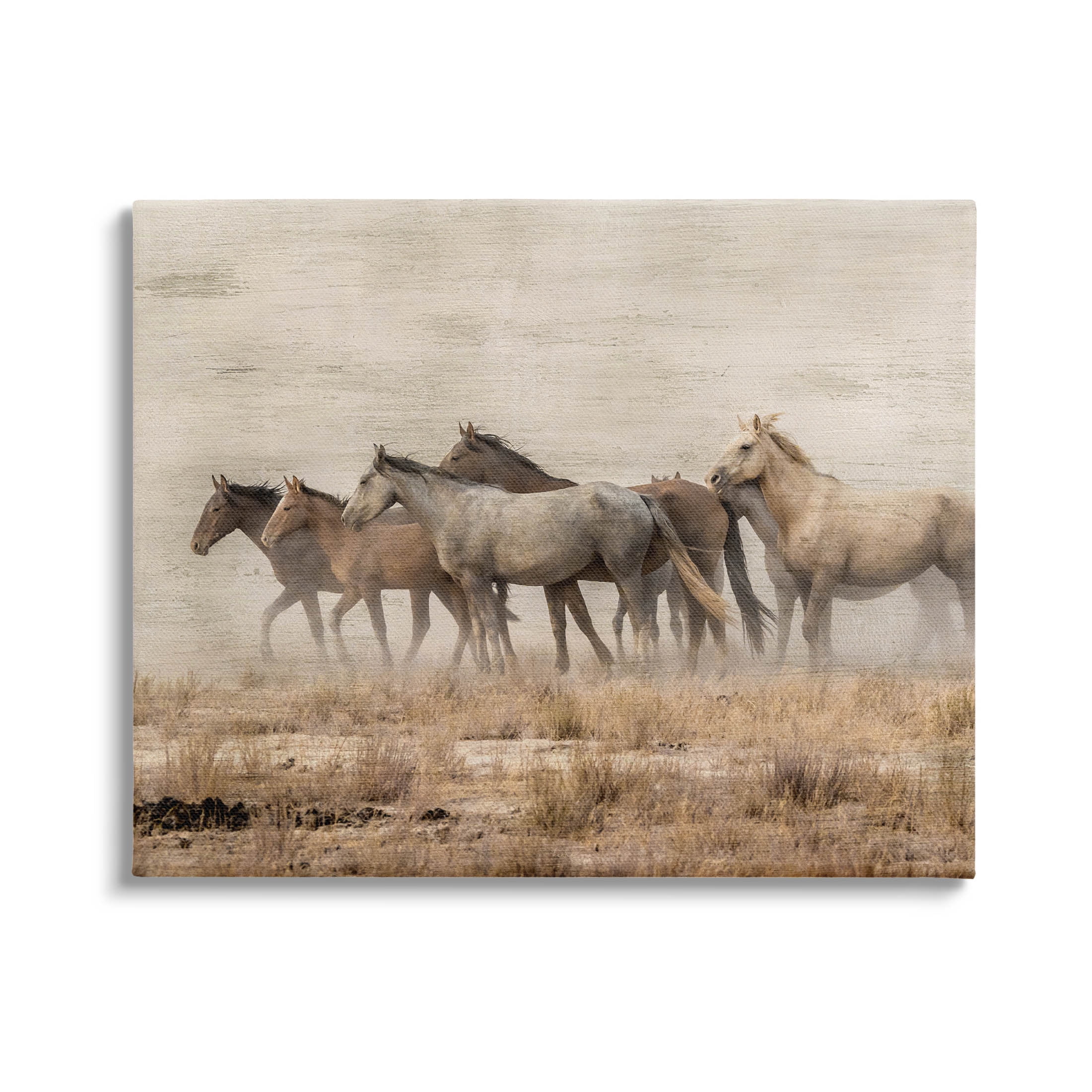 Galloping Horse Herd Countryside Animals & Insects Graphic Art Gallery Wrapped Canvas Print Wall Art