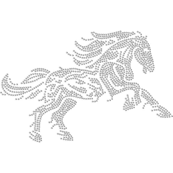 Galloping Horse Rhinestone Iron on Transfers Applique Decal Bling Clear Rhinestone Template for Clothes Bags Pants DIY Transfer Iron On Decals for Clothing T Shirts Pants Hoodies Bags DIY