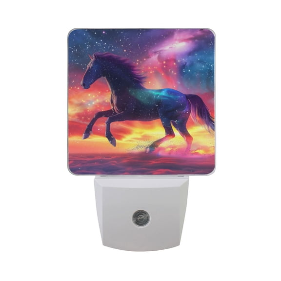 Galloping Horse in Sky Night Light 2 Pack LED Nightlight Plug into Wall Dusk to Dawn Sensor Soft White