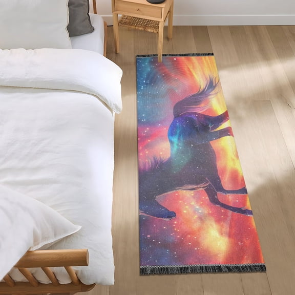 Galloping Horse in Sky Runner Area Rug 2x6 Soft Non-Slip Washable Bedside Carpet for Hallway Bedroom Living Room Home Decor