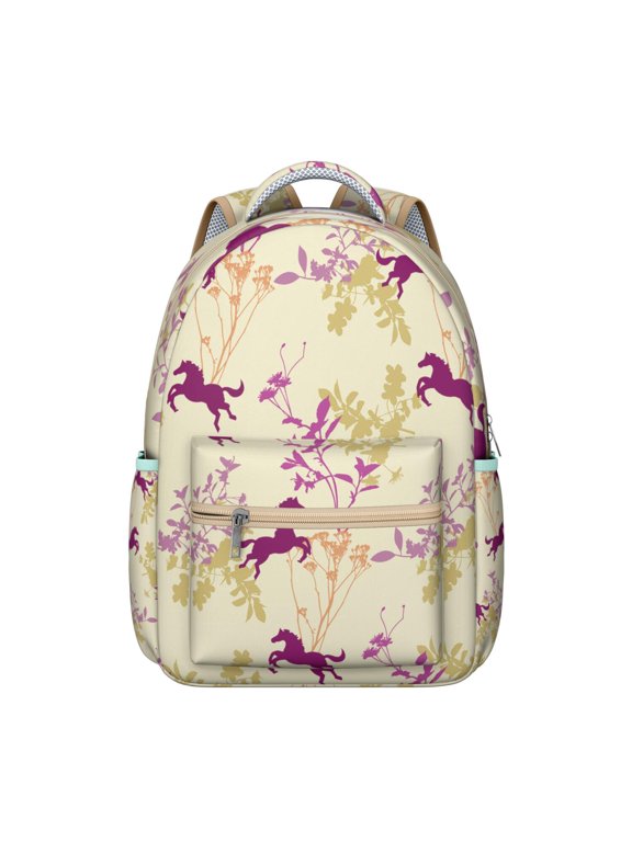 Galloping Mustang Backpack - Waterproof School Bag with Wild Horse Design - Stylish Equestrian Backpack for College Students