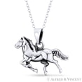 thumbnail image 1 of Galloping Stallion Horse Charm Animal Pendant & Cable Chain Necklace in .925 Sterling Silver, 1 of 1
