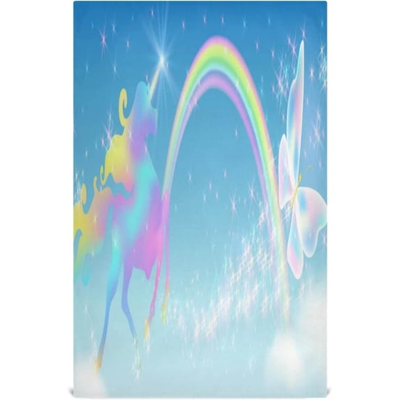 Galloping Unicorn Luxurious Dish Towels 4 Pack, Fairytale Butterfly Washable Tea Towels Dishcloths Lint-Free 18x28 Inch Fast Drying for Kitchen Restaurant Bar Clean