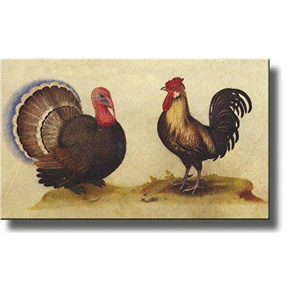 Gallus Rooster Turkey Painting Picture on Stretched Canvas, Wall Art Decor Ready to Hang!.